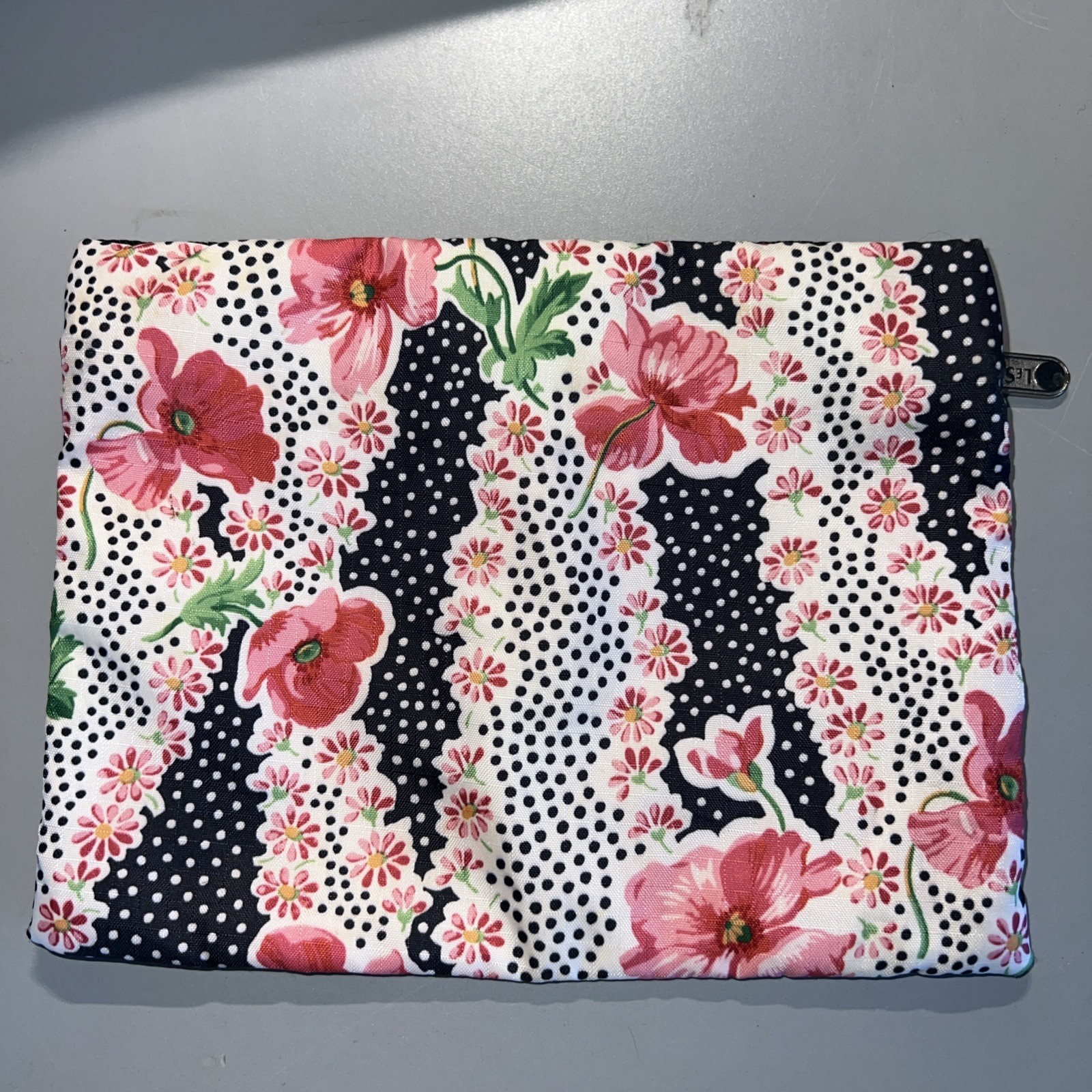 LeSportsac handbag + pouch Pink flowers & polka dots Canvas 9 x 11 x 5 Inches