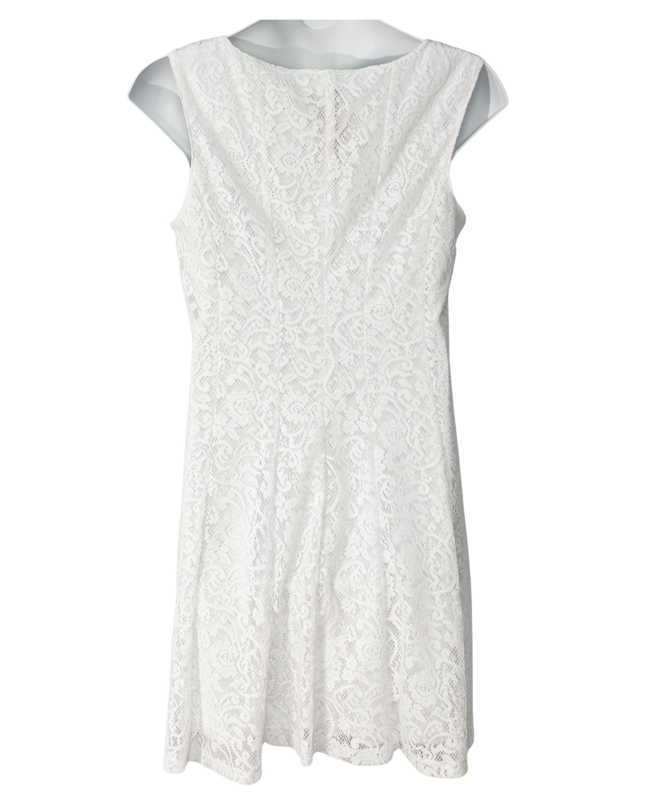Connected Sz 16 Fit-and-Flare Dress Princess Cut White Crochet Lace Romantic