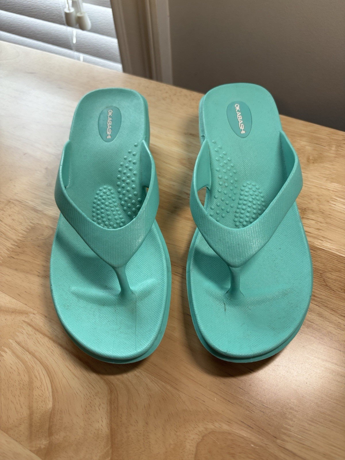 Okabashi Splash Flip Flop Wedge Sandal Slip Resistant Women Sea Glass Green ML