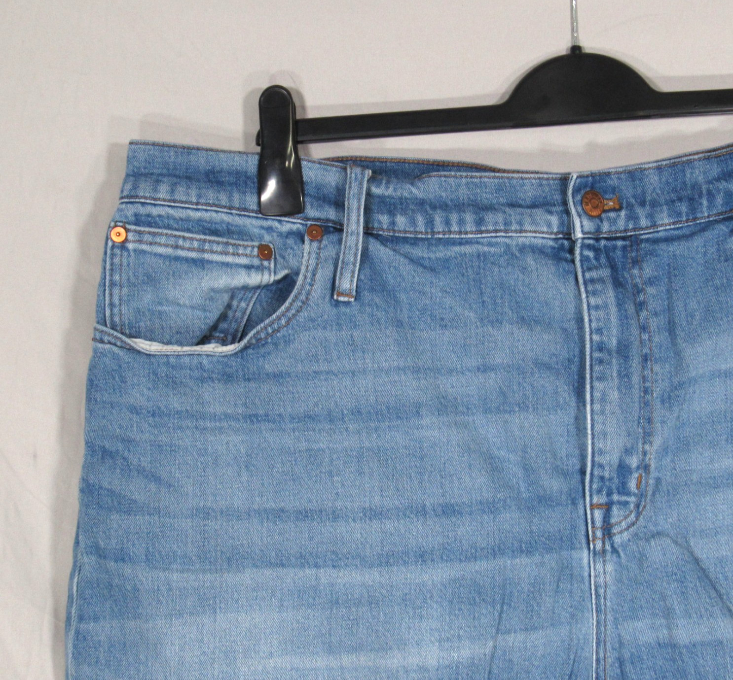 MADEWELL Medium Blue Denim HIGH-RISE SLIM 5-Pockets BOY JEANS Cut-Off Shorts 36