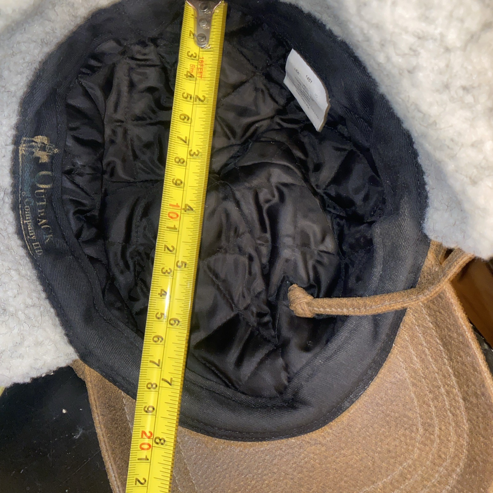 Outback Trading Co Hat Cap Fitted Mens XL Leather Ear Flap Sherpa McKinley