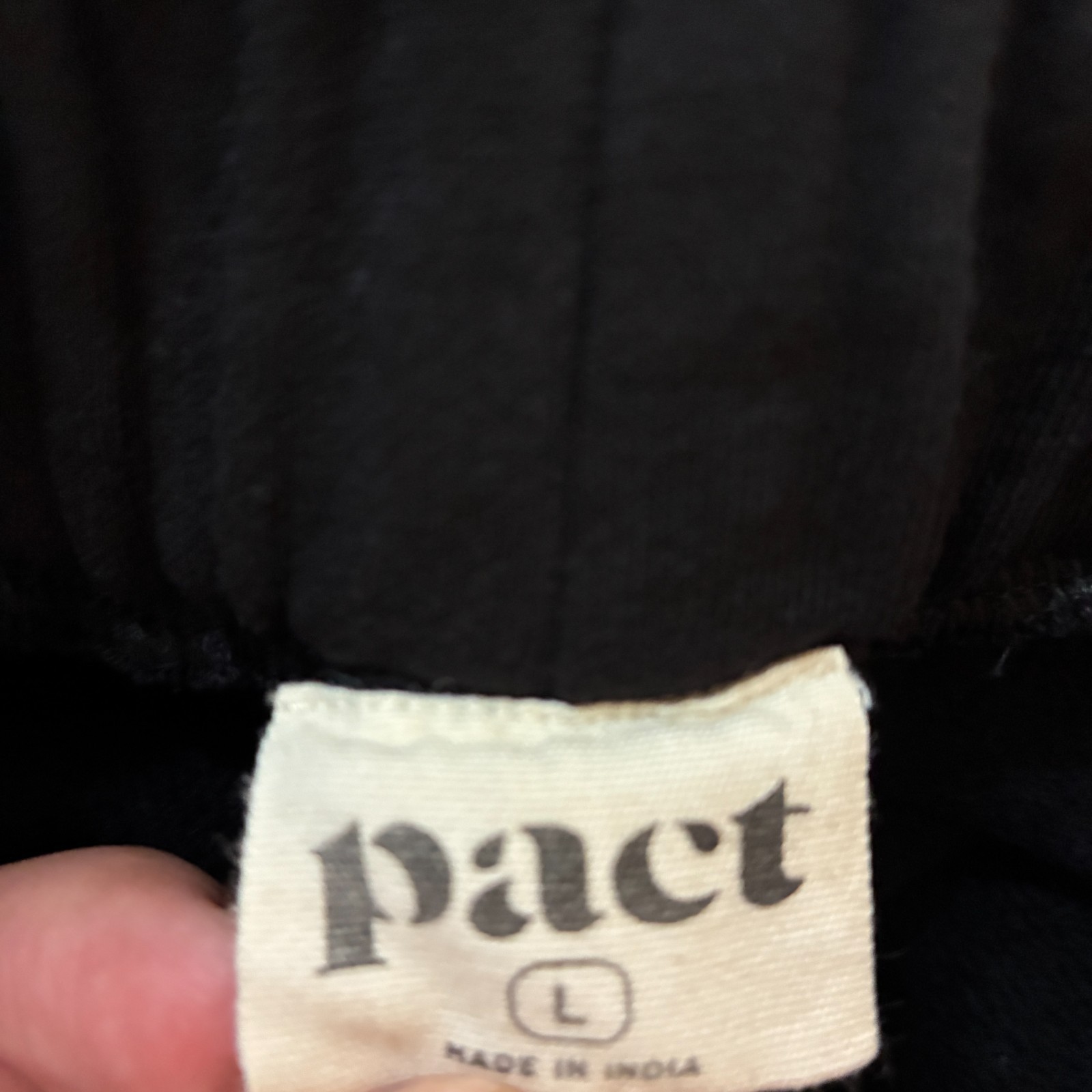 Pact Sweatpants Womens L Black Organic Cotton Elastic Waist Minimalist Lounge