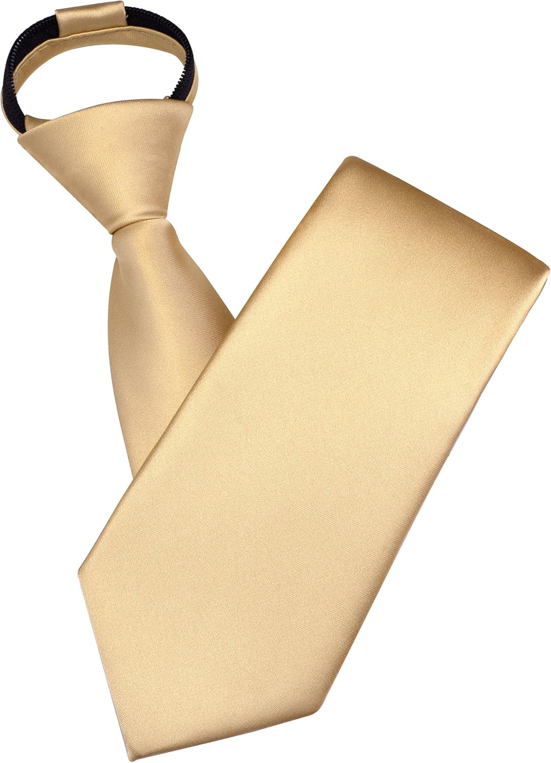 3.15″（8cm） Mens Solid Satin Tie Pre-tied Adjustable Zipper Necktie for Business