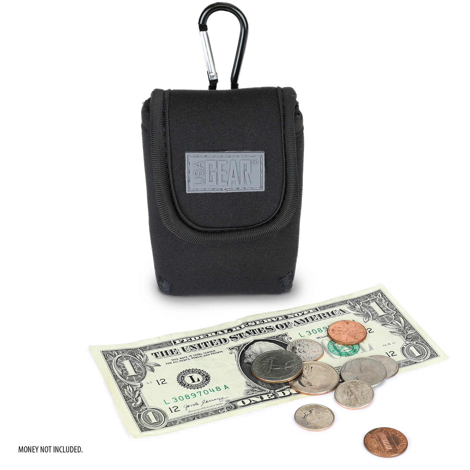 USA Gear Neoprene Coin Pouch and Wallet Pouch with Belt Loop and Carabiner Clip