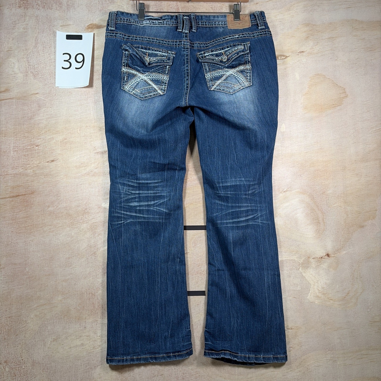Series 31 Amethyst Jeans Womens 38×30 Blue Bootcut Pockets Embroidered