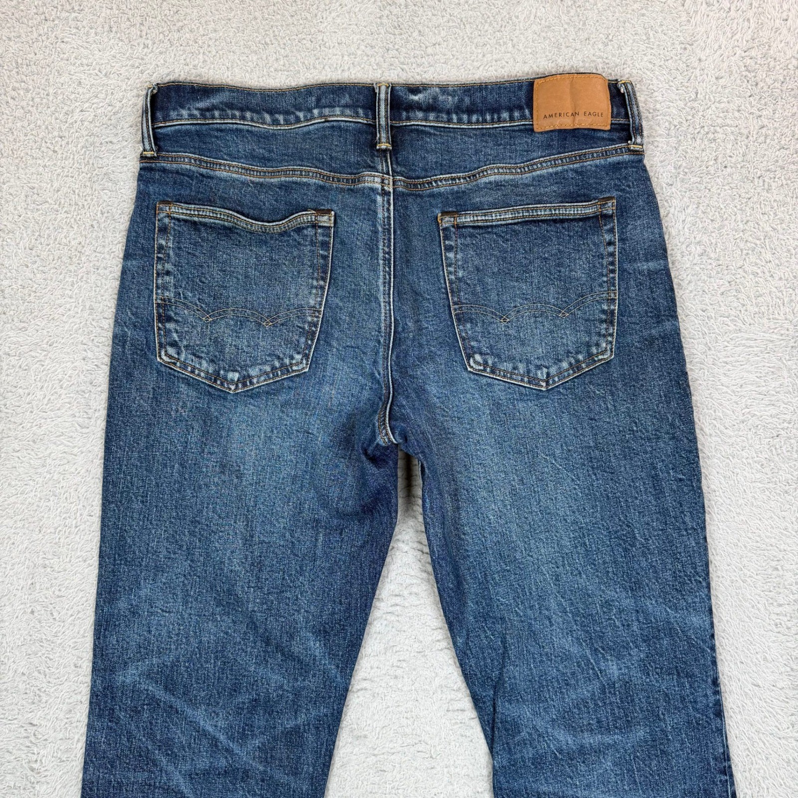 American Eagle Flex Straight Leg Jeans Mens 32×30 Blue Medium Wash Stretch Denim