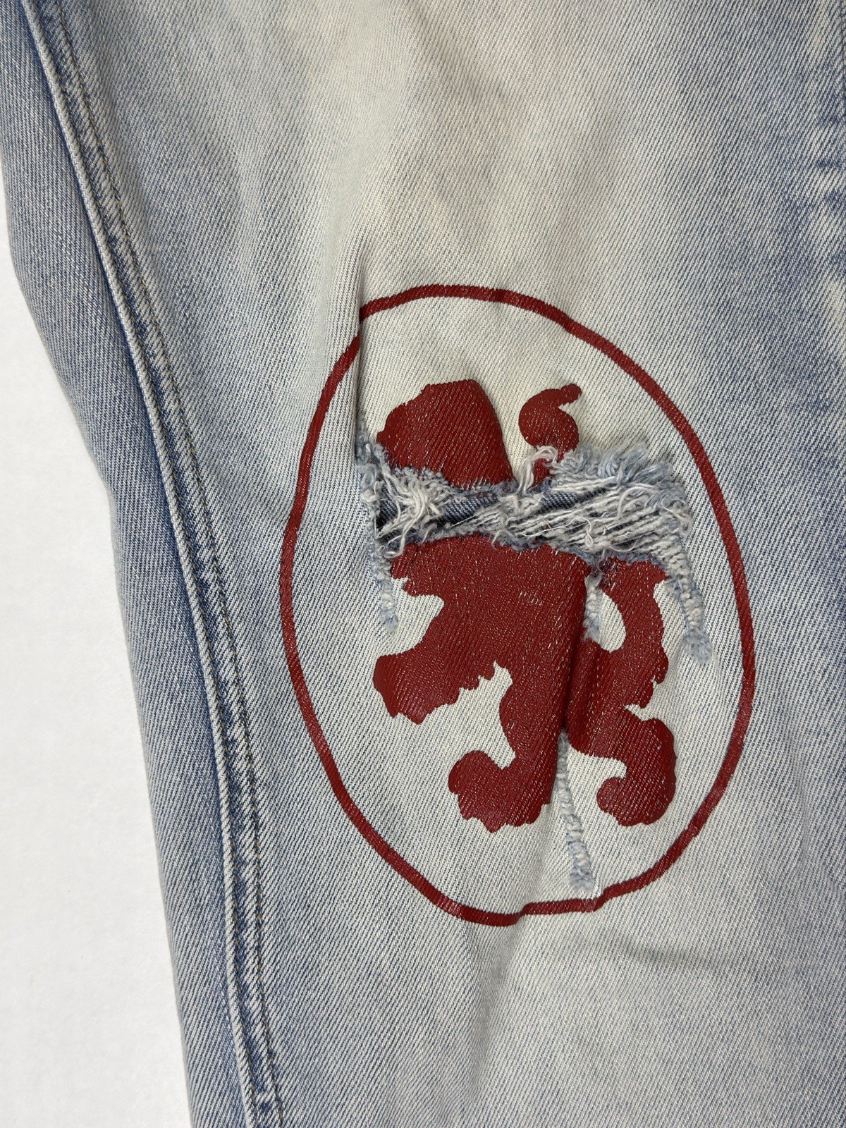 KSUBI Van Winkle Hunter Jeans Men’s 36 Measure 35×30 Red Lion Light Blue