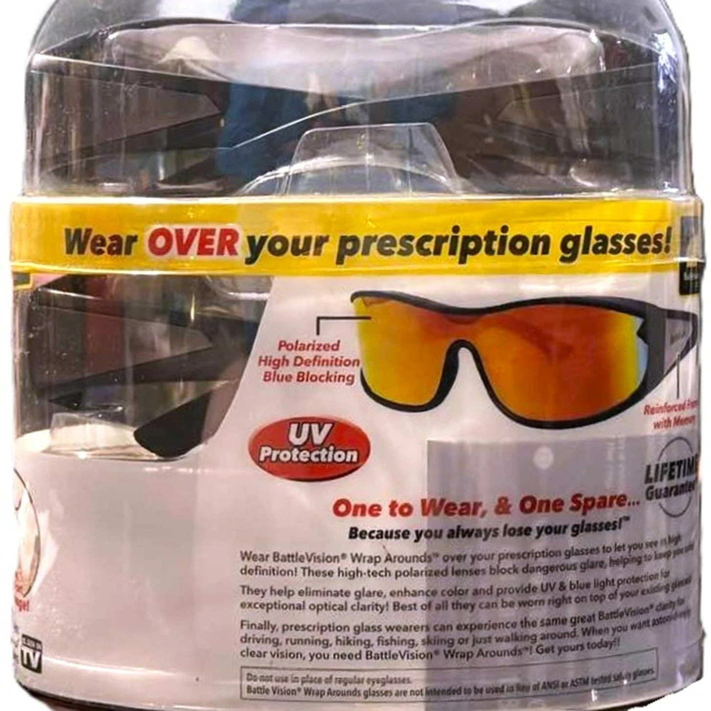 BattleVision WRAP AROUNDS Glasses 2-Pair UNISEX Blue-Light/UV ~ FREE SHIPPING