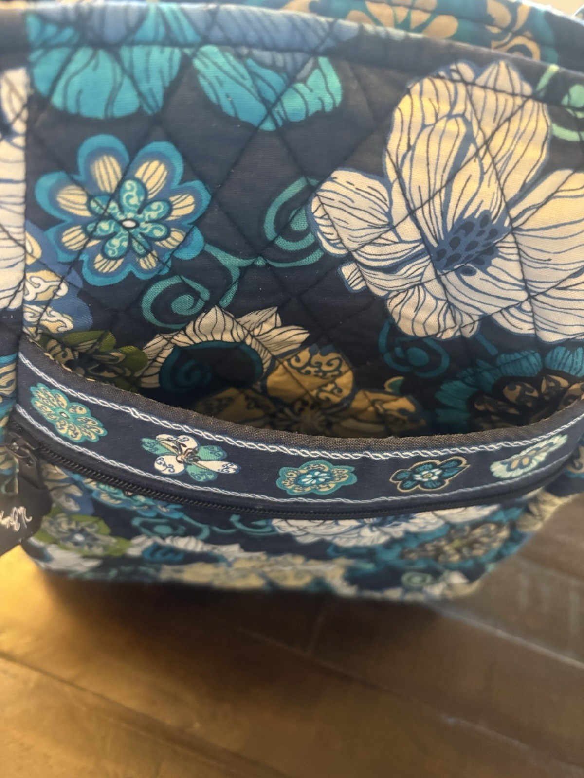 Vera Bradley Java Blue Retired Quilted Crossbody Shoulder Bag Floral Cotton