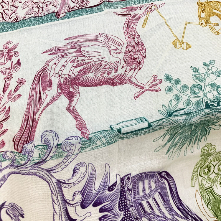 Sallys Cashmere Ring Scarf Wrap Shawl Unicorn Print Thin Soft Delicate 78″ x 39″
