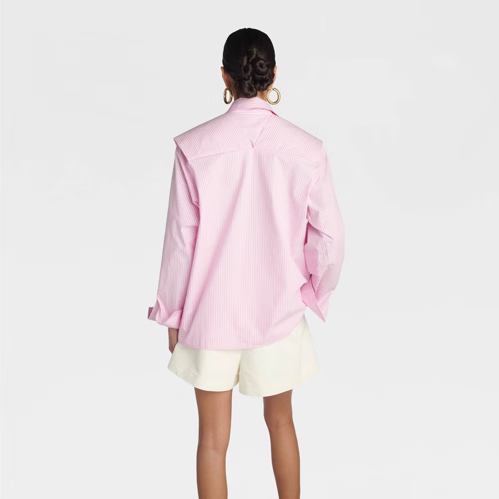 KBB by KAHLANA Women ‘The Double Layer Button-Down Shirt’ – Pink Striped