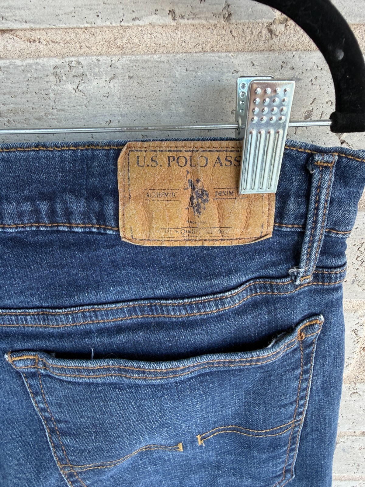 U.S. Polo Assn. Men’s Dark Wash Blue Denim Jeans Straight Fit Stretch 36W 30L