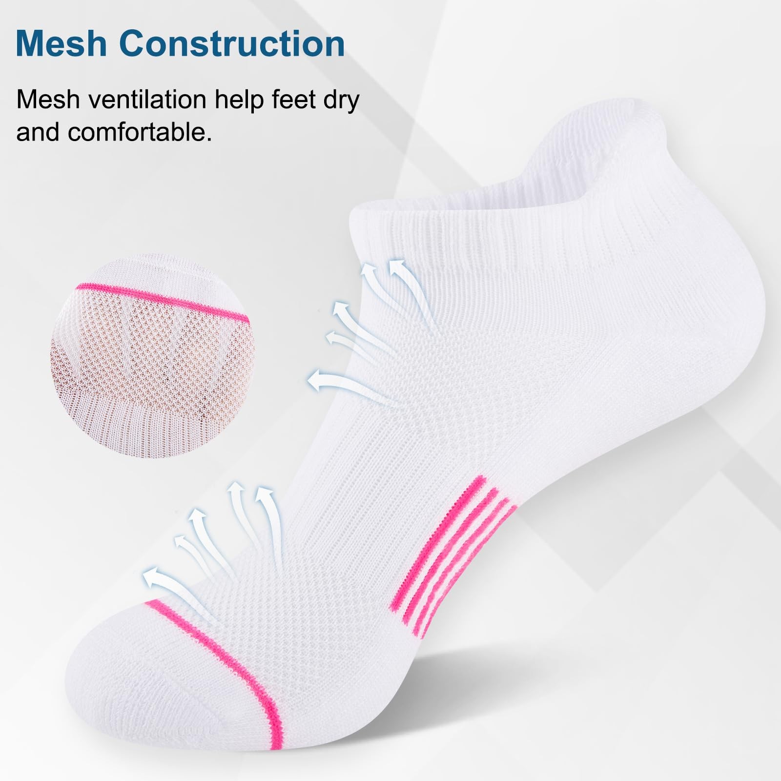 7 Pairs Womens Ankle Socks Athletic Cushioned Anti-Blister Running Low Cut So.