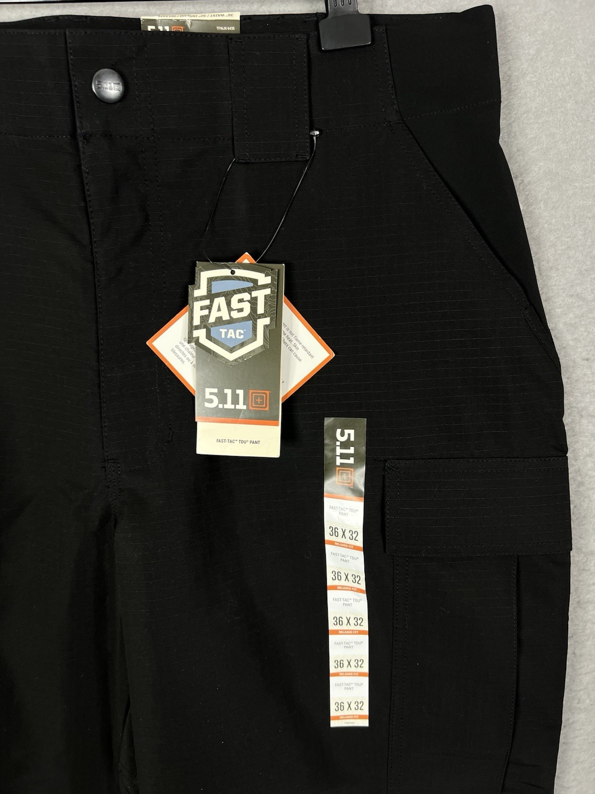 5.11 Tactical Men’s Pants Ripstop TDU Relaxed Fit 36×32 Black 74003