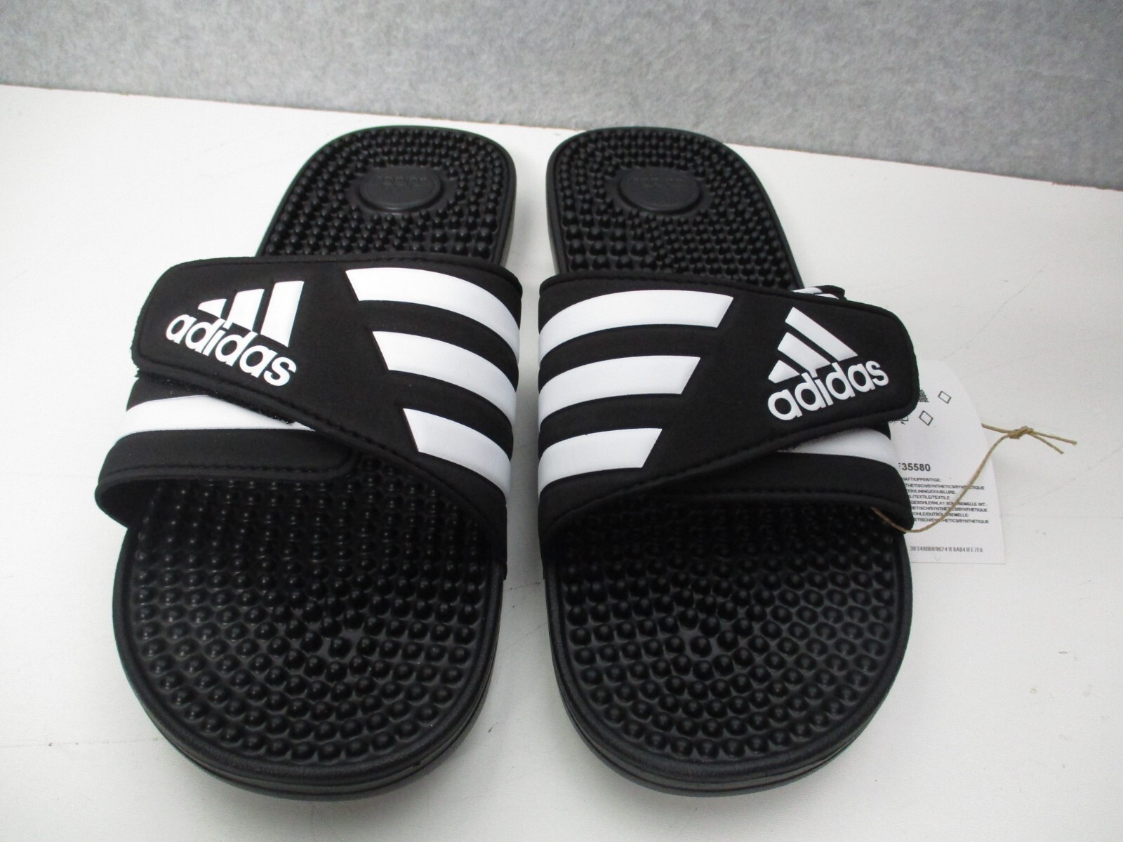 Adidas Adissage Sandals Slides Black/White Mens Sz 10 Womens Sz 11