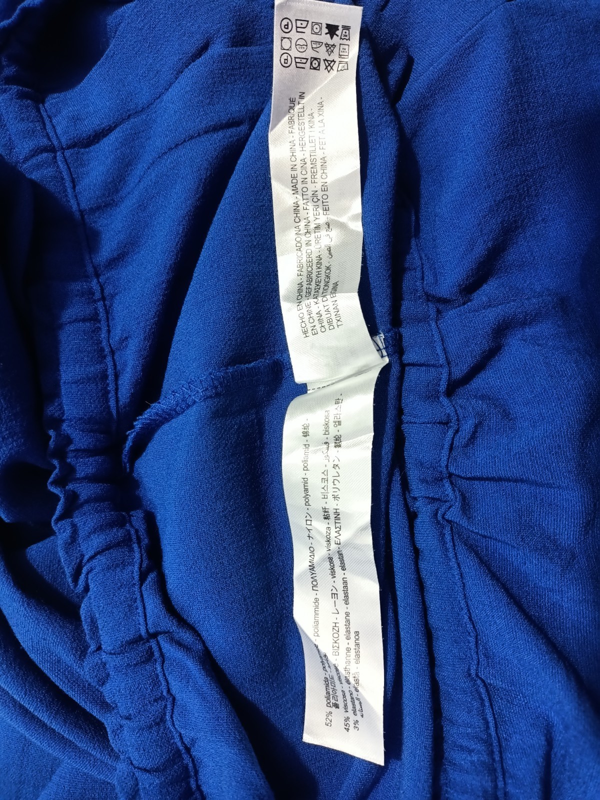 H&M Blue Wide Leg Dress Pants Adjustable Waist Drawstring Free Size 30 To 36 In