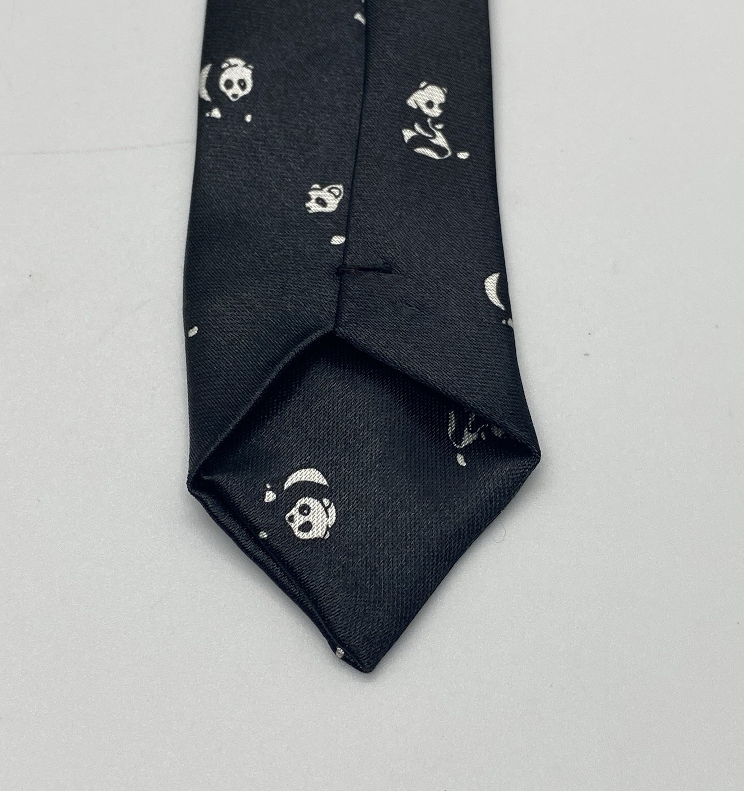 Whimsy Panda Neck Tie Mens Black Animal Print Modern Novelty Suit Dark KAI LONG