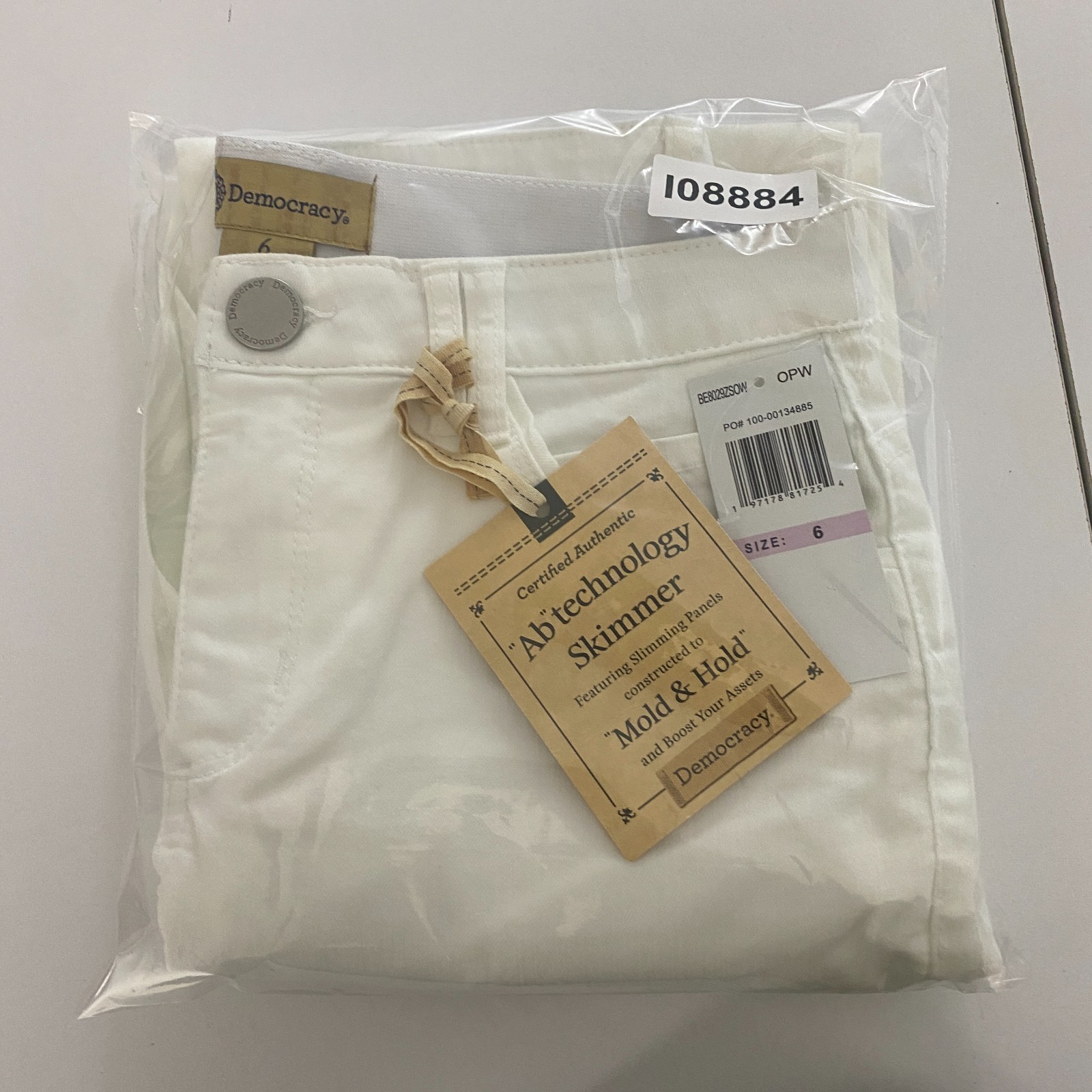 Democracy Ab Technology Skimmer Jeans Size 6 White Cropped Stretch