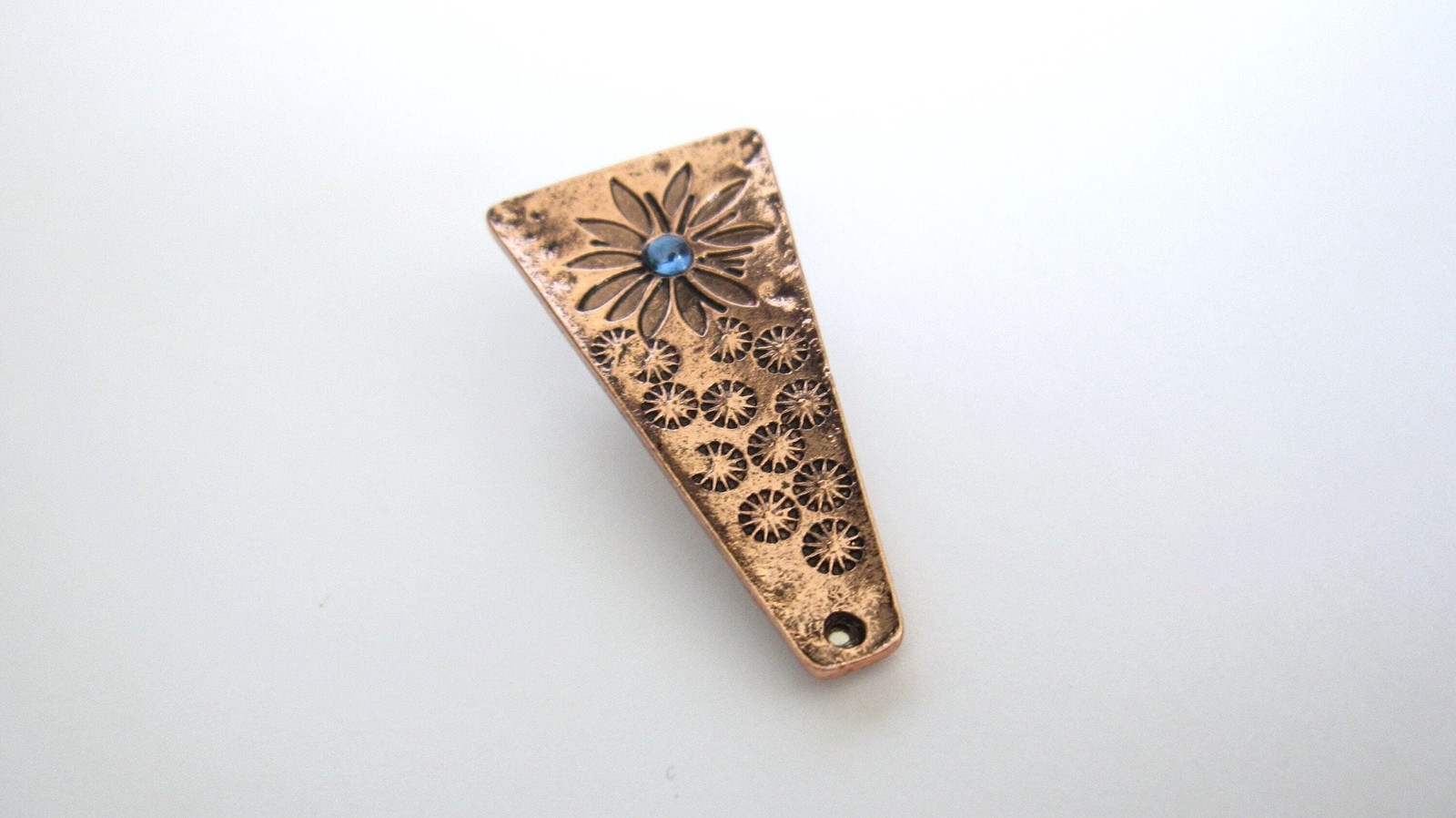 Small copper tone metal blue stone alligator hair claw clip clamp fine hair
