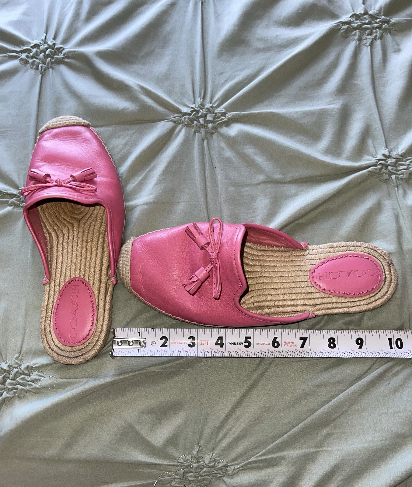 Coach Pink Leather Tassel Slip-On Flats Women’s EU 37.5 Closed Toe