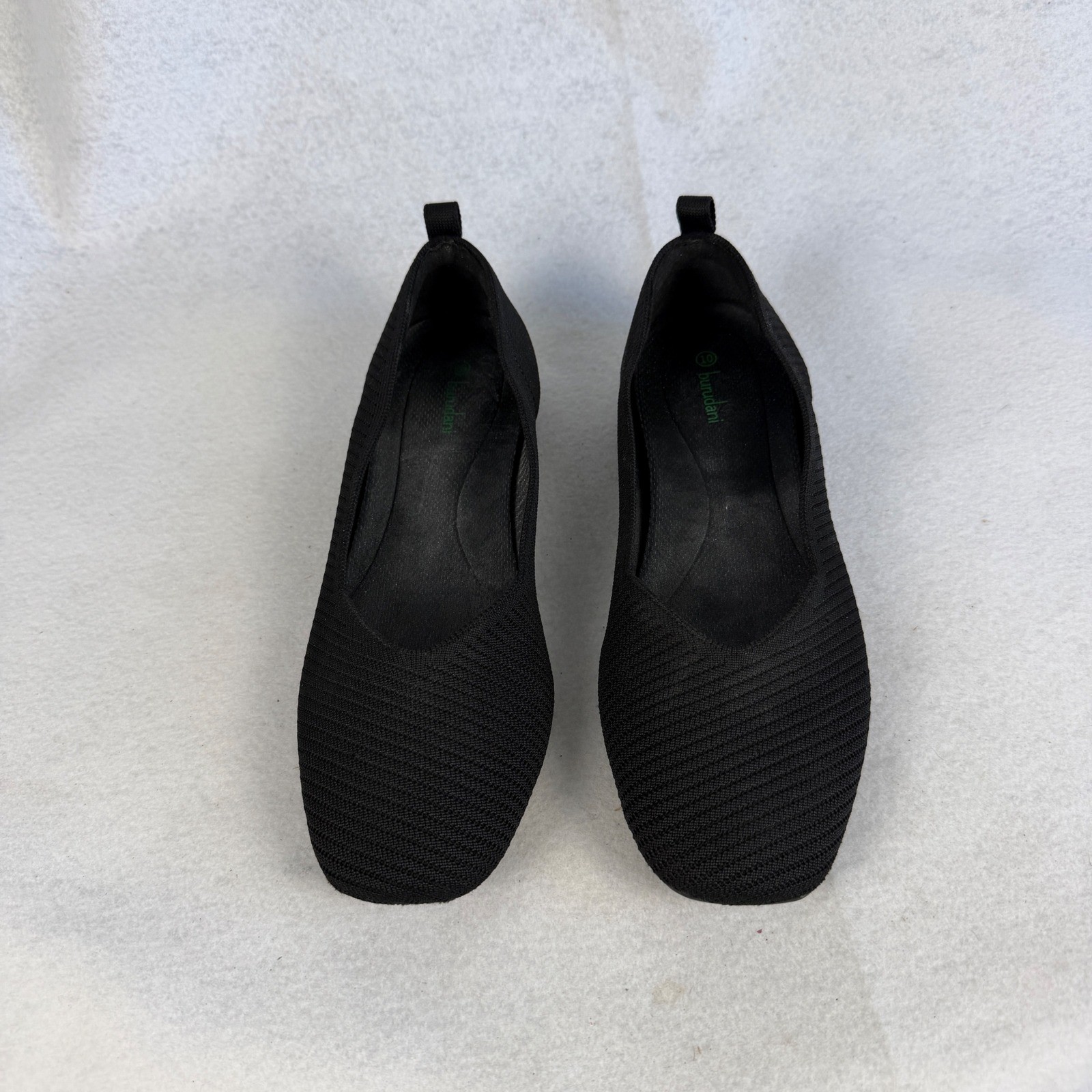 Burudani Black Knit Square Toe Ballet Flats Womens US 10 UK 8 Casual Office