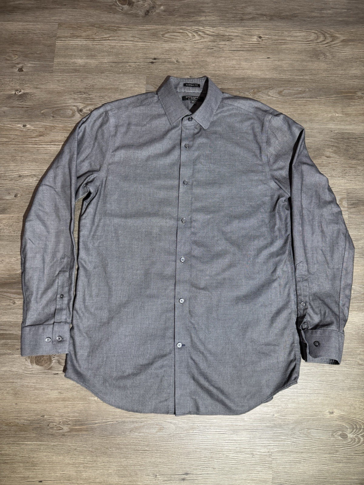 Banana Republic Camden Fit Men’s M Gray Non-Iron Stretch Dress Shirt