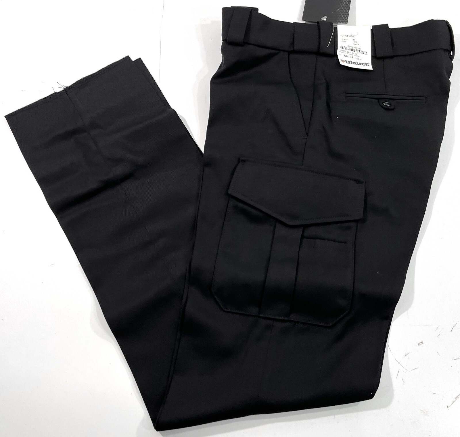 NEW MENS 33×36 BLAUER 8980T POLY RAYON TUNNEL WAIST CARGO PANTS BLACK UNHEMMED