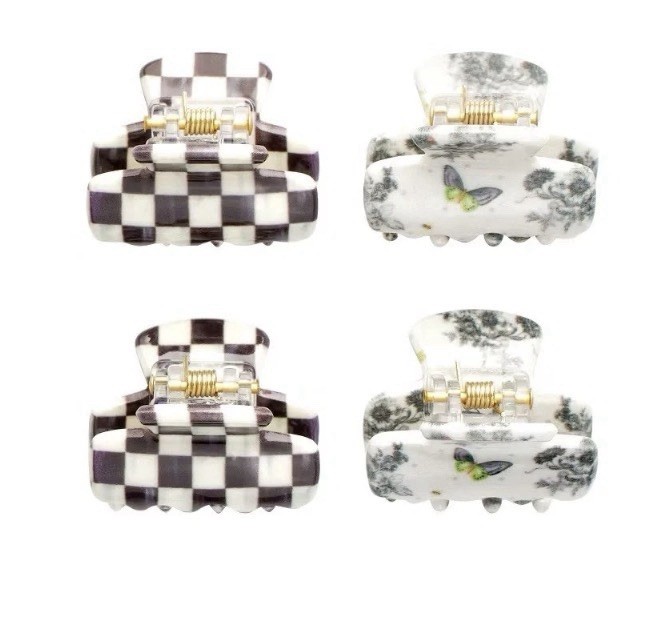 MacKenzie Childs x Goody Target 🖤 Black Courtly Check Mini Hair Claw Clips Set