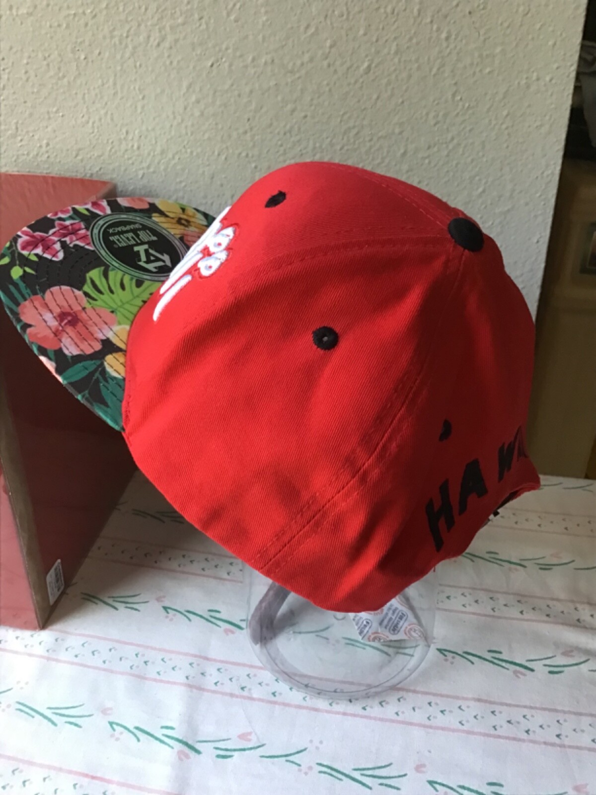 New Hawaii Top Level Baseball Cap Hat Red Floral One Size Fits All