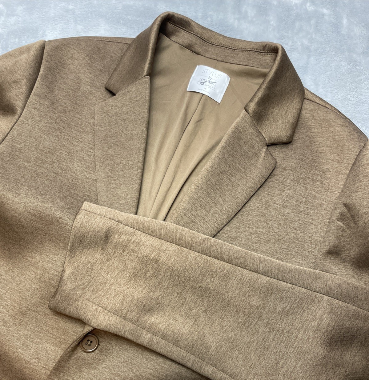 Stylus LaDarius Campbell Mens Knit Blazer M Heather Brown 2 Button Vent Stretch