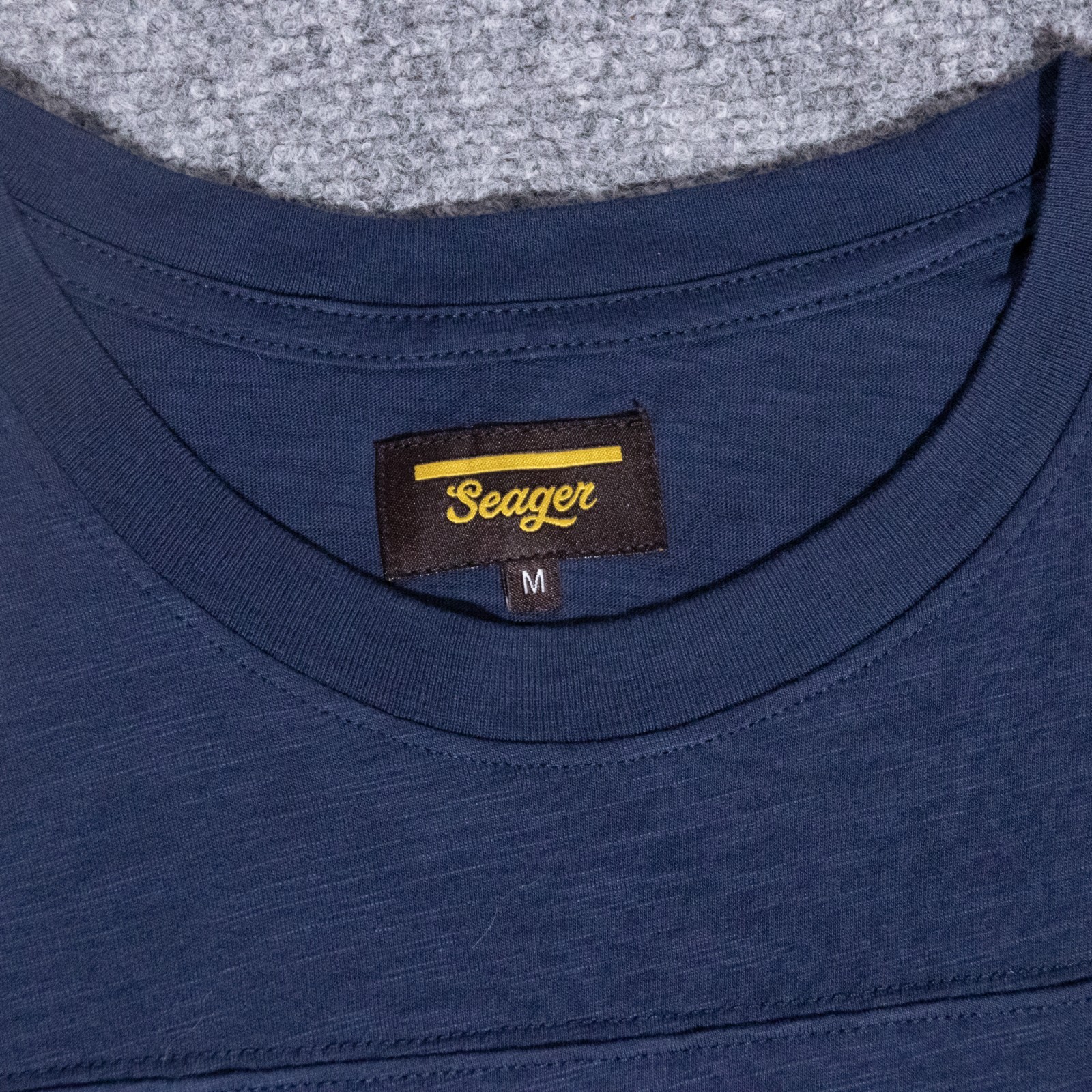 Seager Riggins Eagle Crew Tee Navy Blue Slub Cotton T-Shirt Medium Varsity Retro