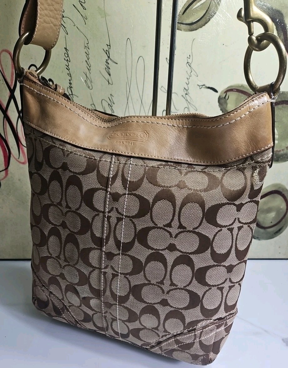 Coach #10403 Signature Canvas CC Monogram Hobo Shoulderbag 10.5x10x2