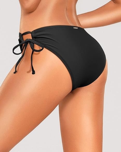 (M) Mid Rise Swim Bathing Suit Bottoms | Adjustable Side Tie Bikini Briefs