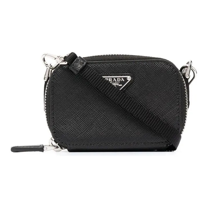 PRADA Leather Crossbody bag Mini Unisex 3.9×1.6×2.8 in