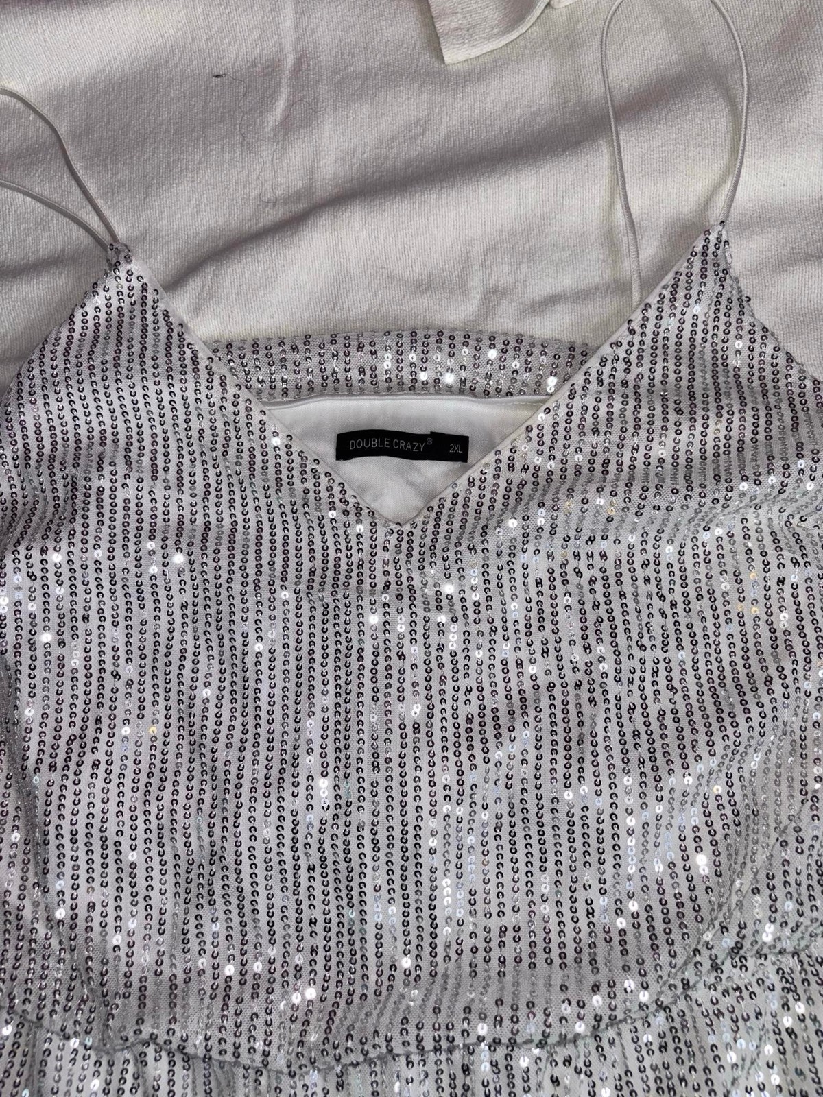 Double Crazy Silver Sequin Embellished Sz 2xl Romper C75