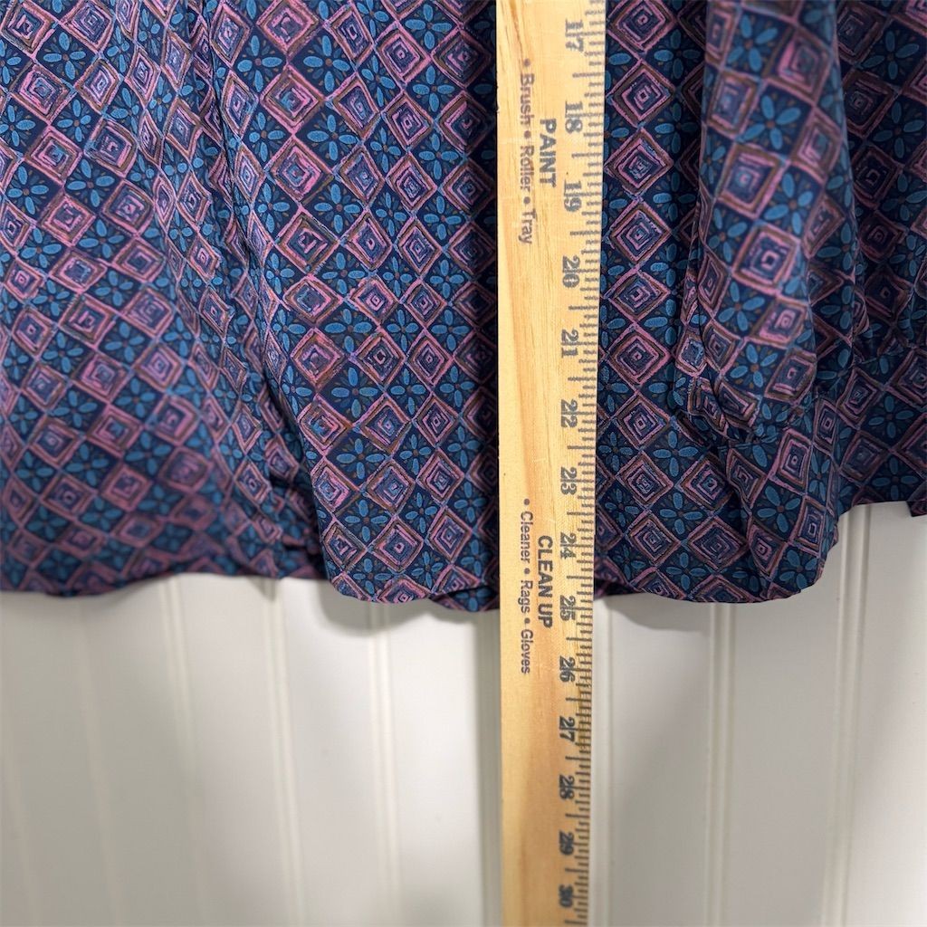 Vtg PENDLETON 10 Mock Neck Blouse Geometric Teal Purple ShoulderPads 90s Classic