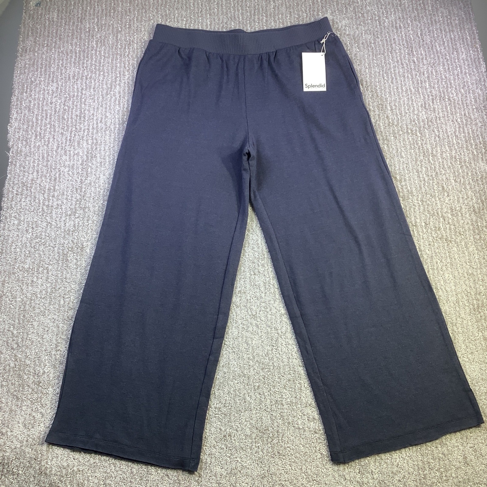 Splendid Collection Womens Wide Leg Lounge Pants Navy Blue Size L NWT