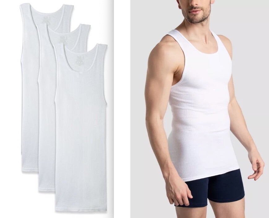 Fruit of the Loom Men’s Tag-Free Tank A-Shirt 3 or 6 Pack, Sizes S- 2X 3X 4X 5X