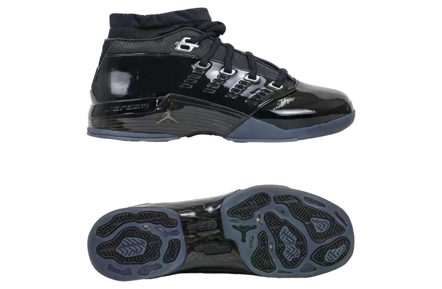 Men – Jordan 17 Low “Black Patent” IV7640-001 Size US 7-12