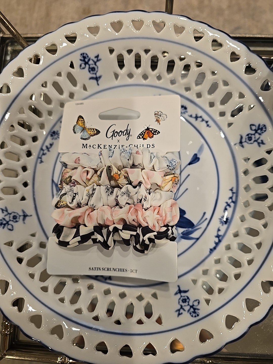 MacKenzie Childs x Goody Target 🎀🖤 Satin Scrunchies Hair Ties Pack 5 count NEW
