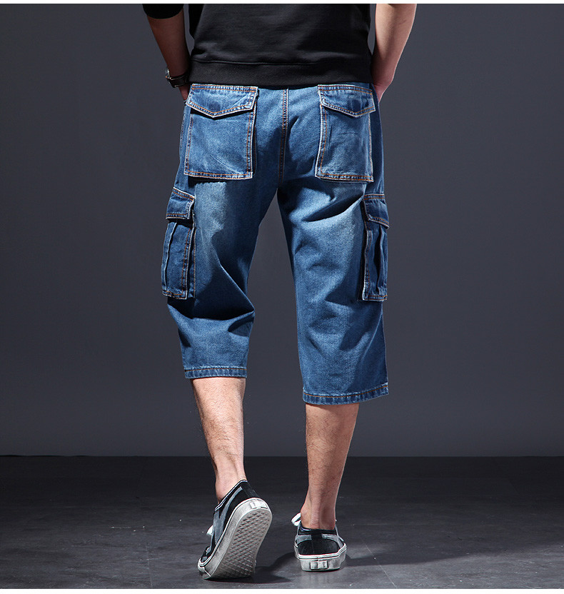 New Men’s Jeans Denim Cargo Combat Shorts Summer Casual Multi Pocket Pant W30-48