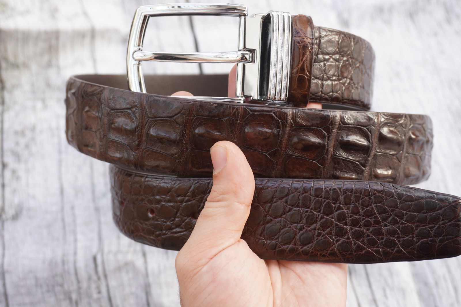Brown Genuine Crocodile Hornback Leather Skin Men’s Belt W 1.3 inch #T34