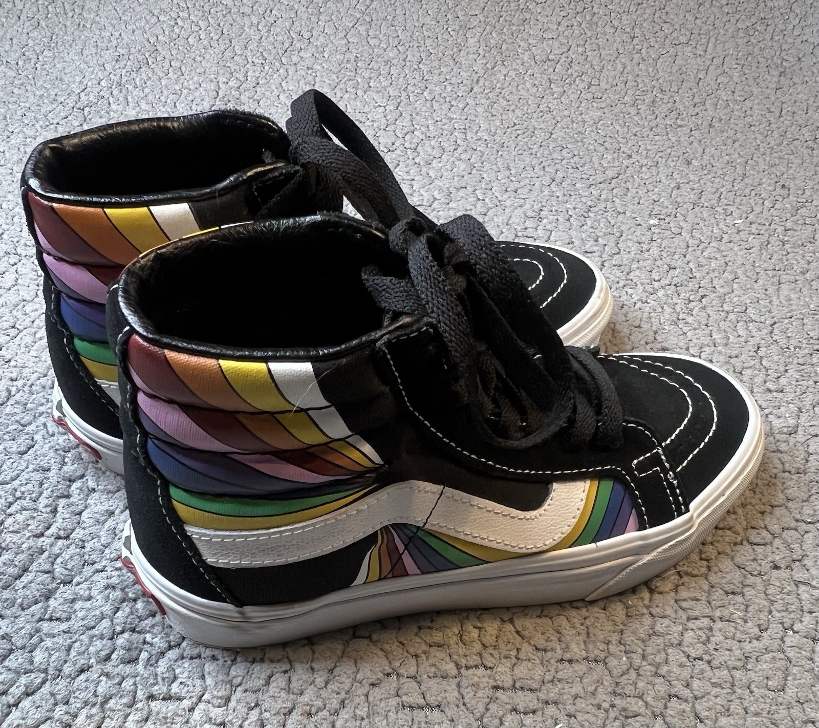 Vans SK8 Hi Reissue Refract True Black And White With Multi Colors Womens Size 5