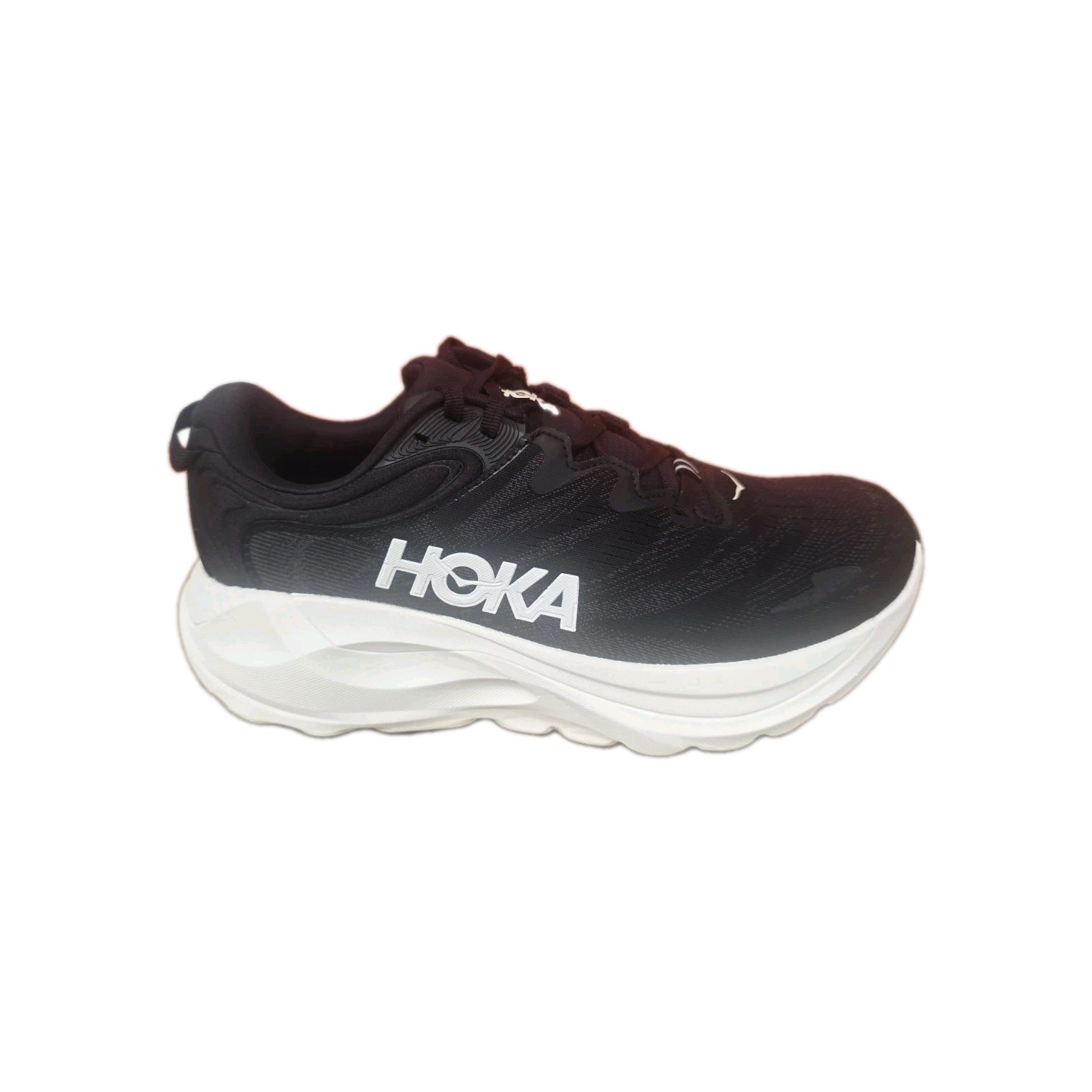 HOKA Gaviota 6 Men’s Running Sneaker Black/White Lace-Up Low Top Size 9D
