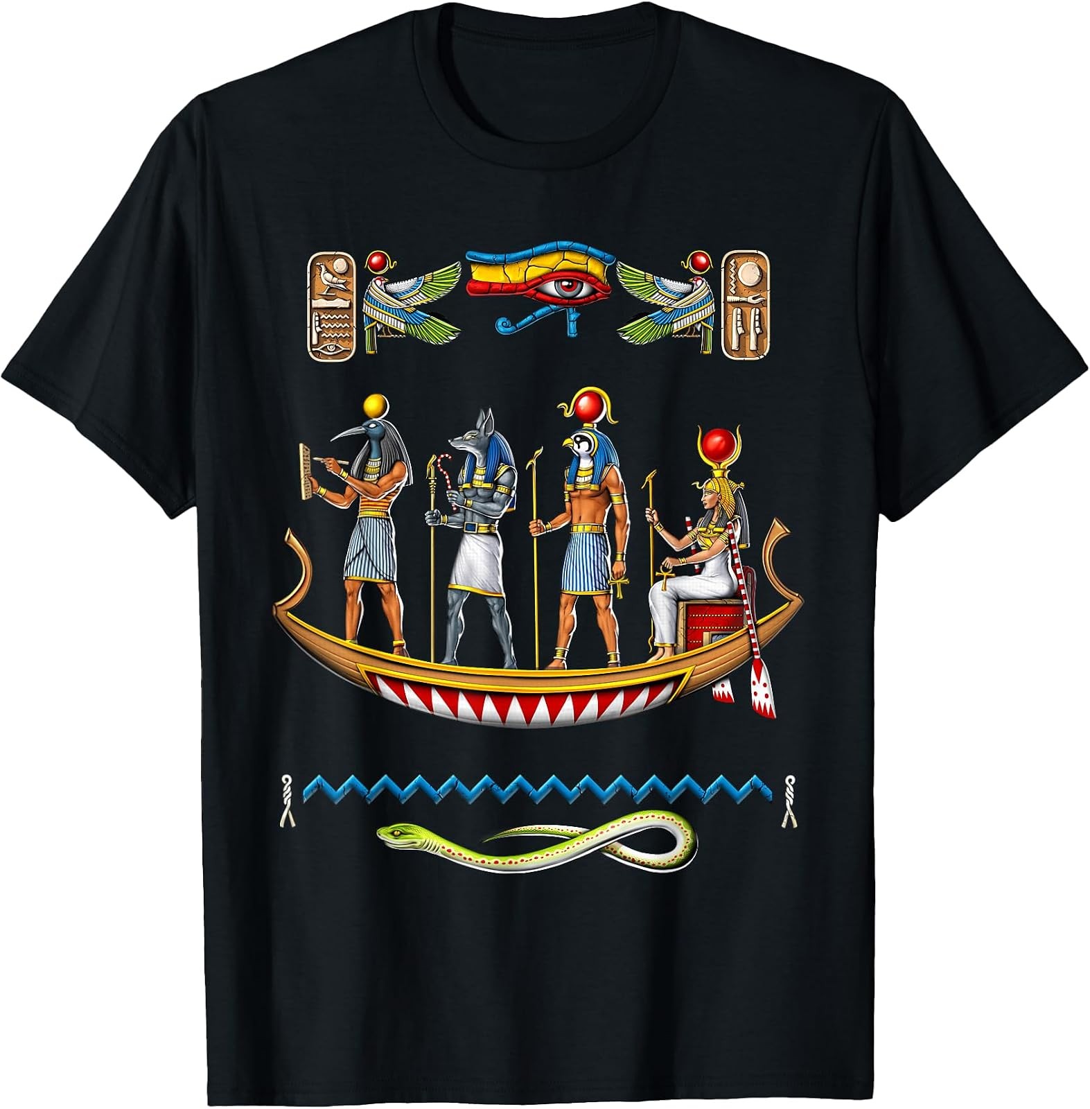Ancient Egyptian Mythology Inspired Anubis, Thoth & Eye of Horus T-Shirt