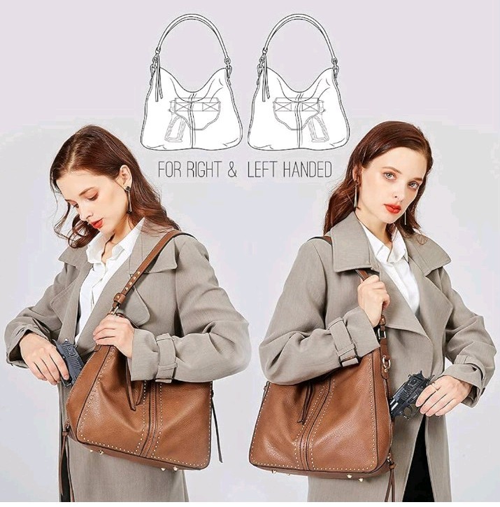 NWT Montana West Concealed Carry Hobo Purse in Pewter, w/ Holster, Ambidextrous
