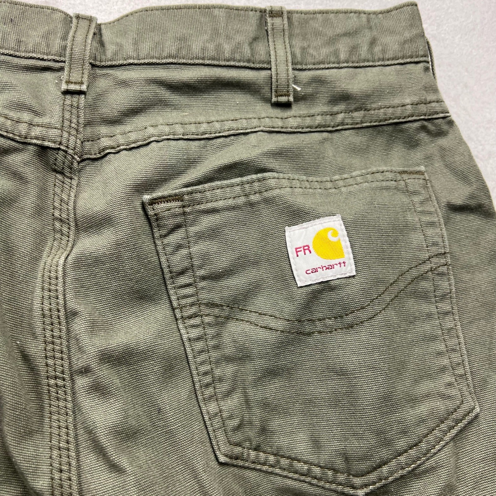 Carhartt FR Flame Resistant Loose Fit Canvas Pants Moss Green 34×34 FRB159-MOS