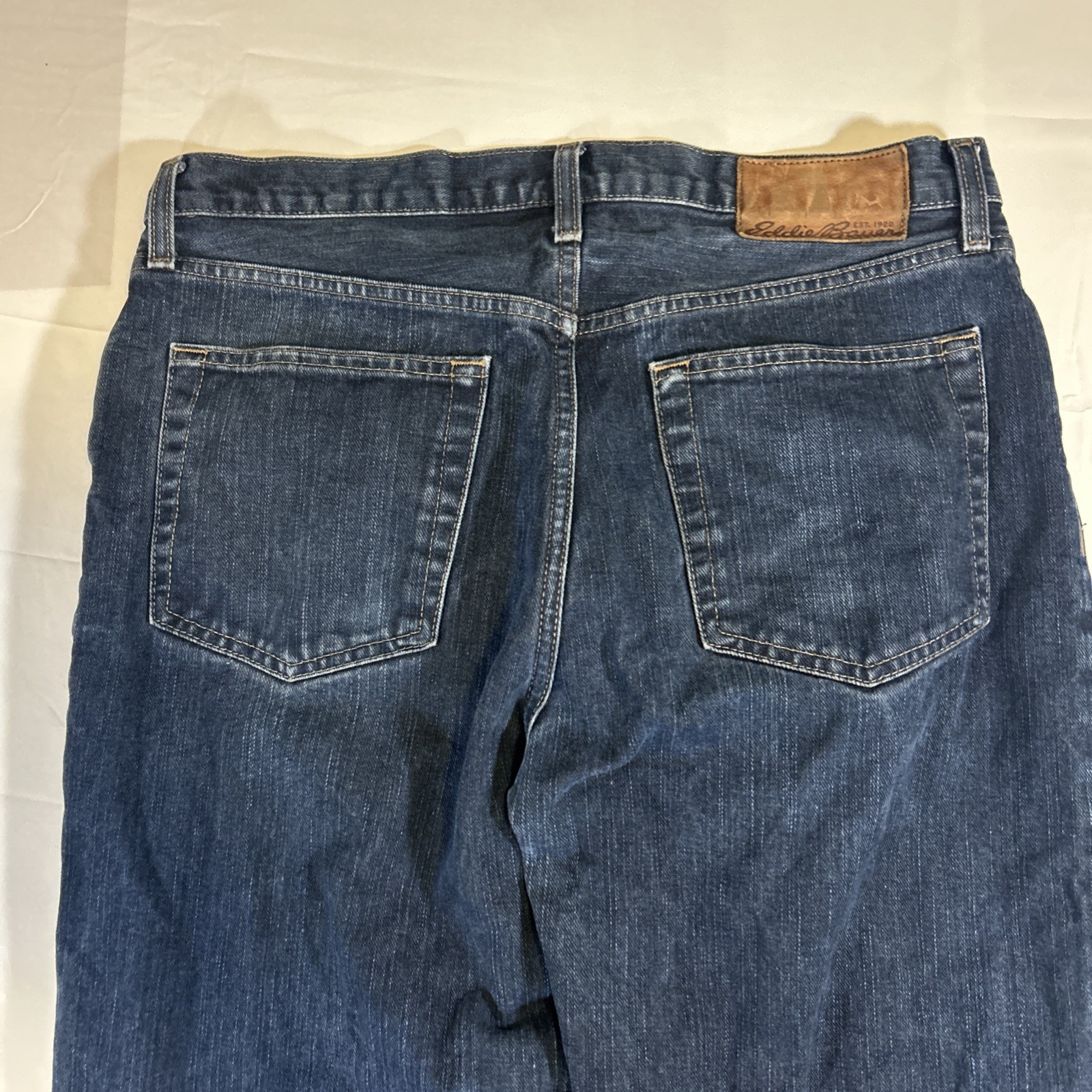 Eddie Bauer Men’s Relaxed Fit Jeans Classic Dark Blue Denim Wash 33×30