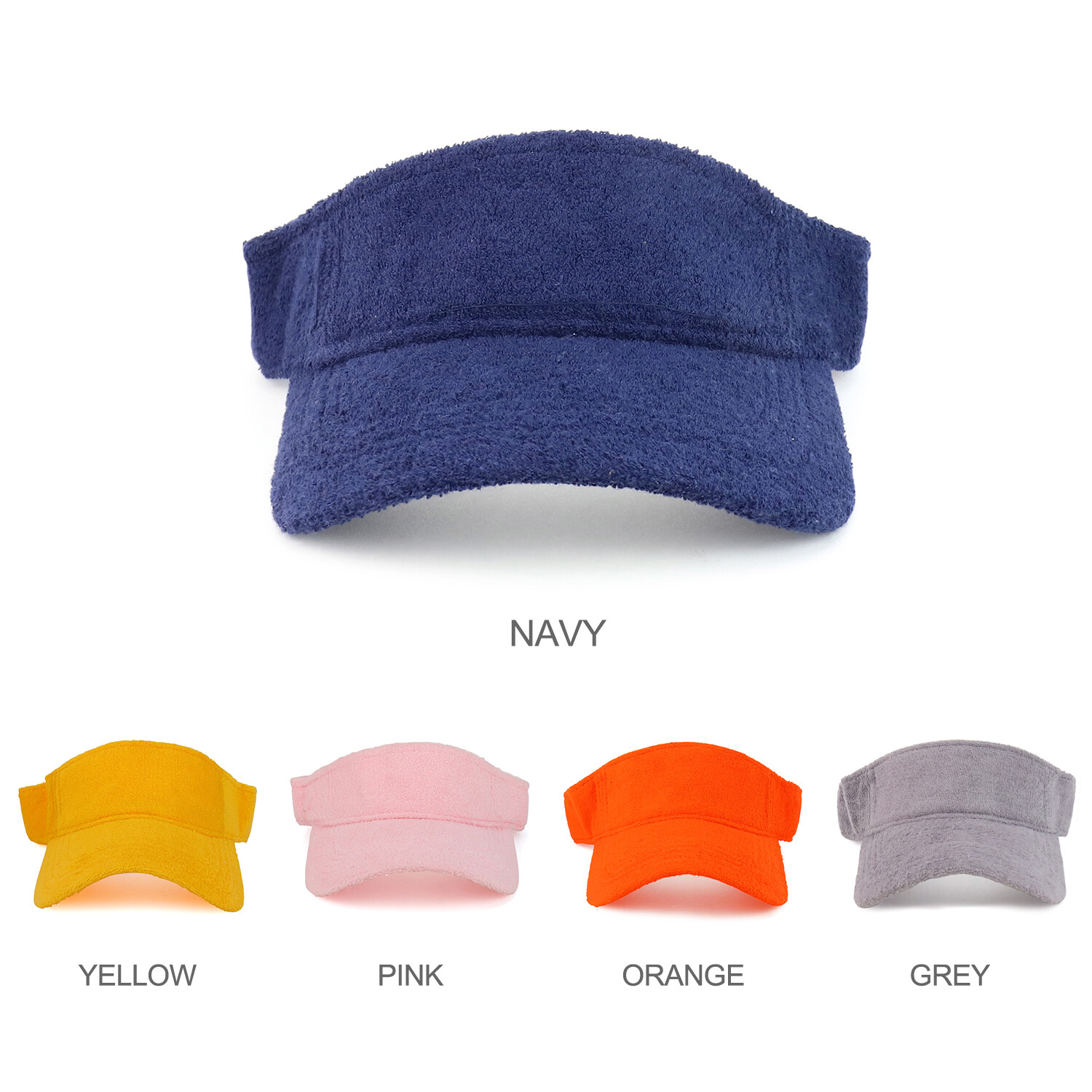 Cotton Terry Cloth Hook and Loop Closure Sun Visor Cap – FREE SHIPPING