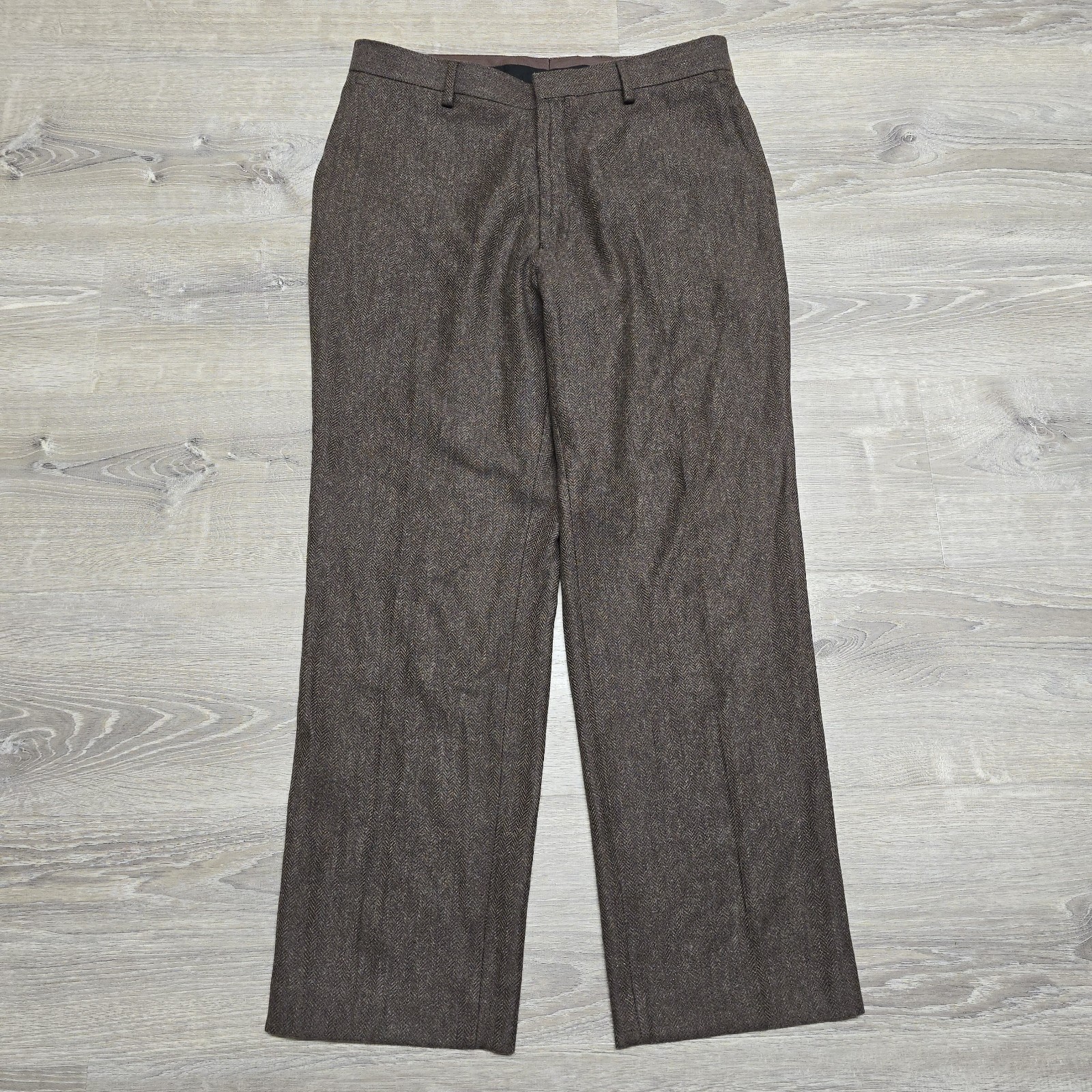 J.Crew x Moon Kenmare Tweed Pants 36×32 Brown Herringbone Worsted Wool Trouser